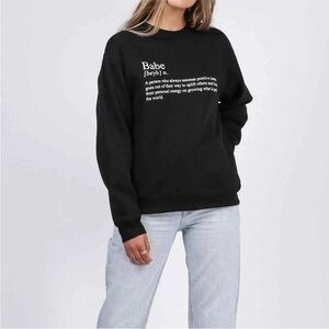 BRUNETTE THE LABEL Babe Definition black Crewneck Sweatshirt size SM